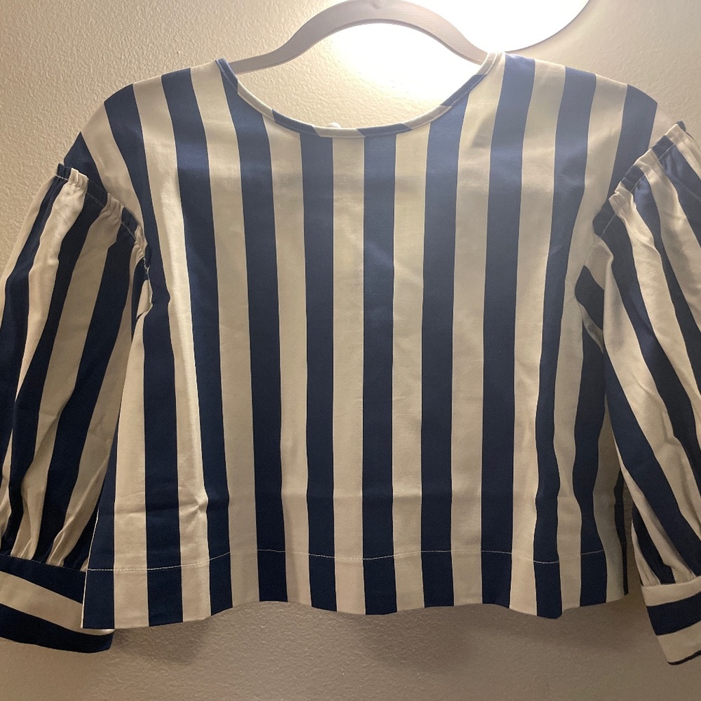 Solid and Striped Alex Crop Blouse
